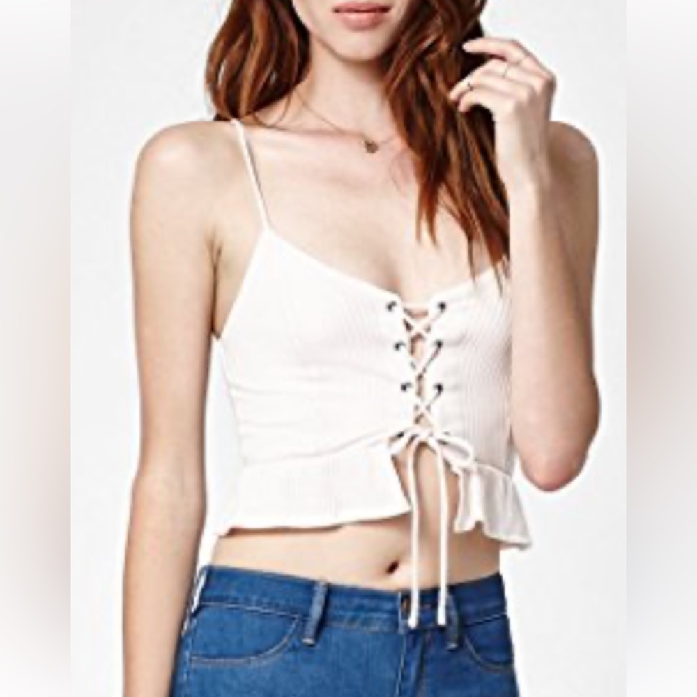 LA Hearts lace-up peplum cami